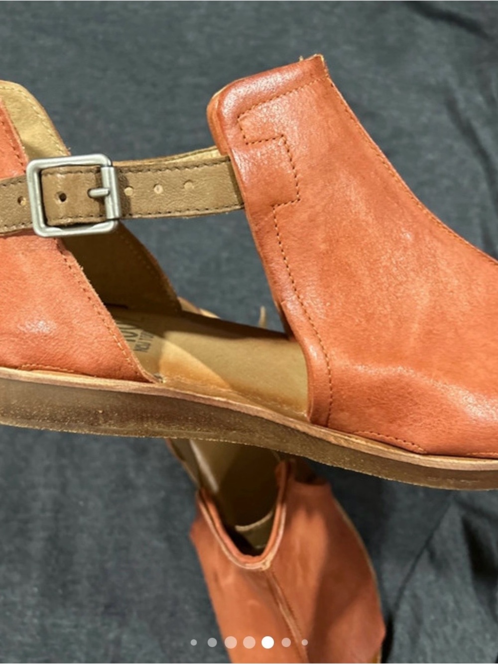 Miz Mooz Orange Suede Open-Toe Ankle Sandals - Picture 6 of 8